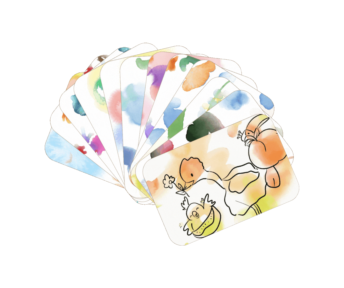 Fanned watercolor Blob Cards