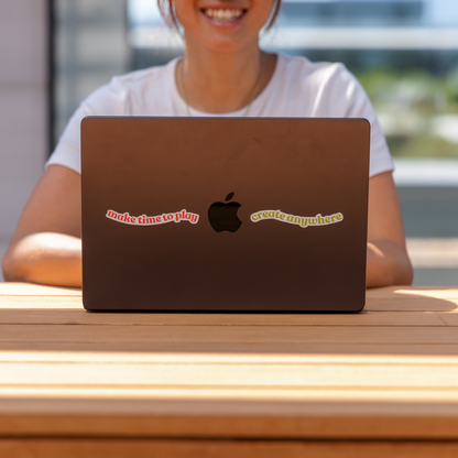 Wabi Blobi mantra sticker on a laptop