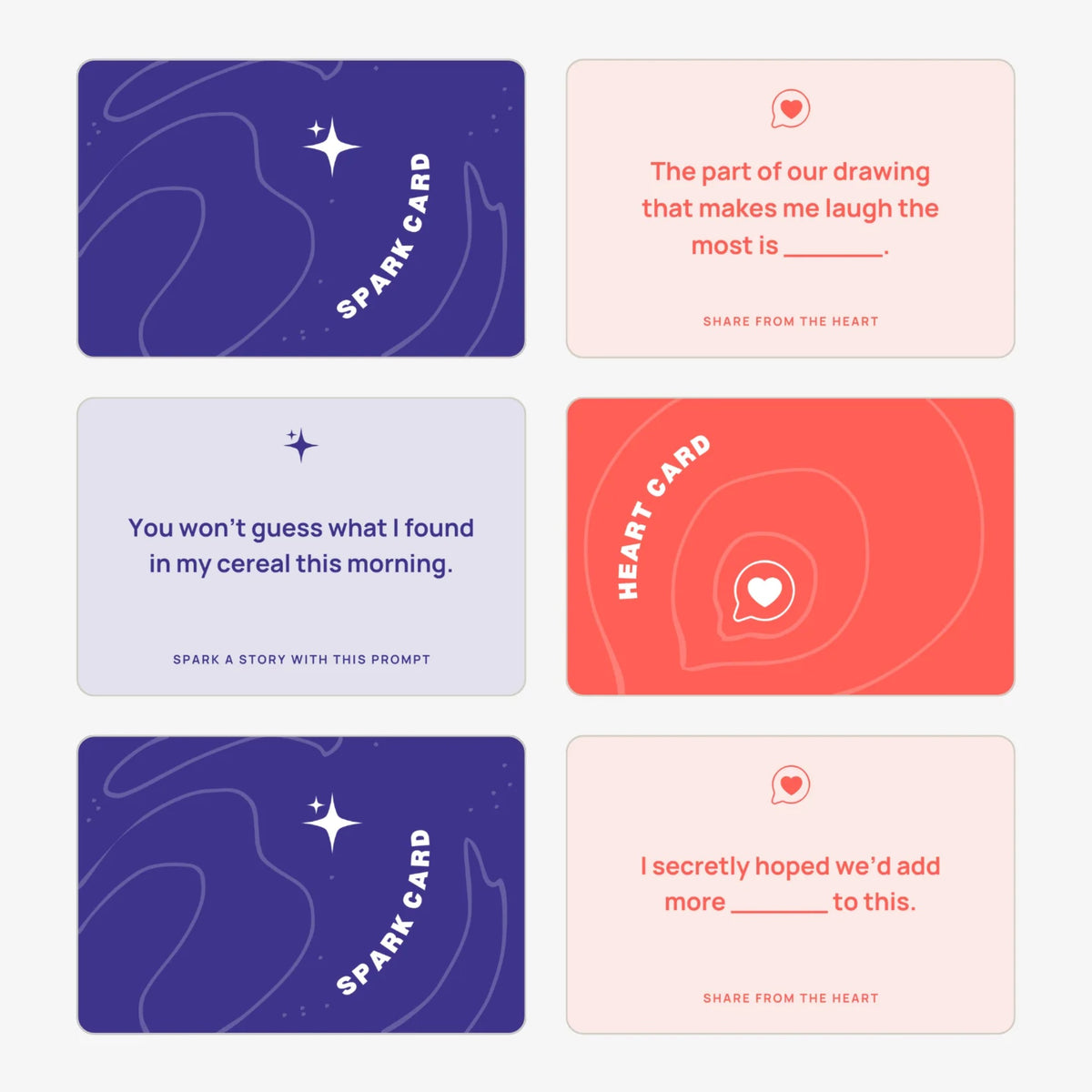 Wabi Blobi prompt cards: Spark cards and Heart cards