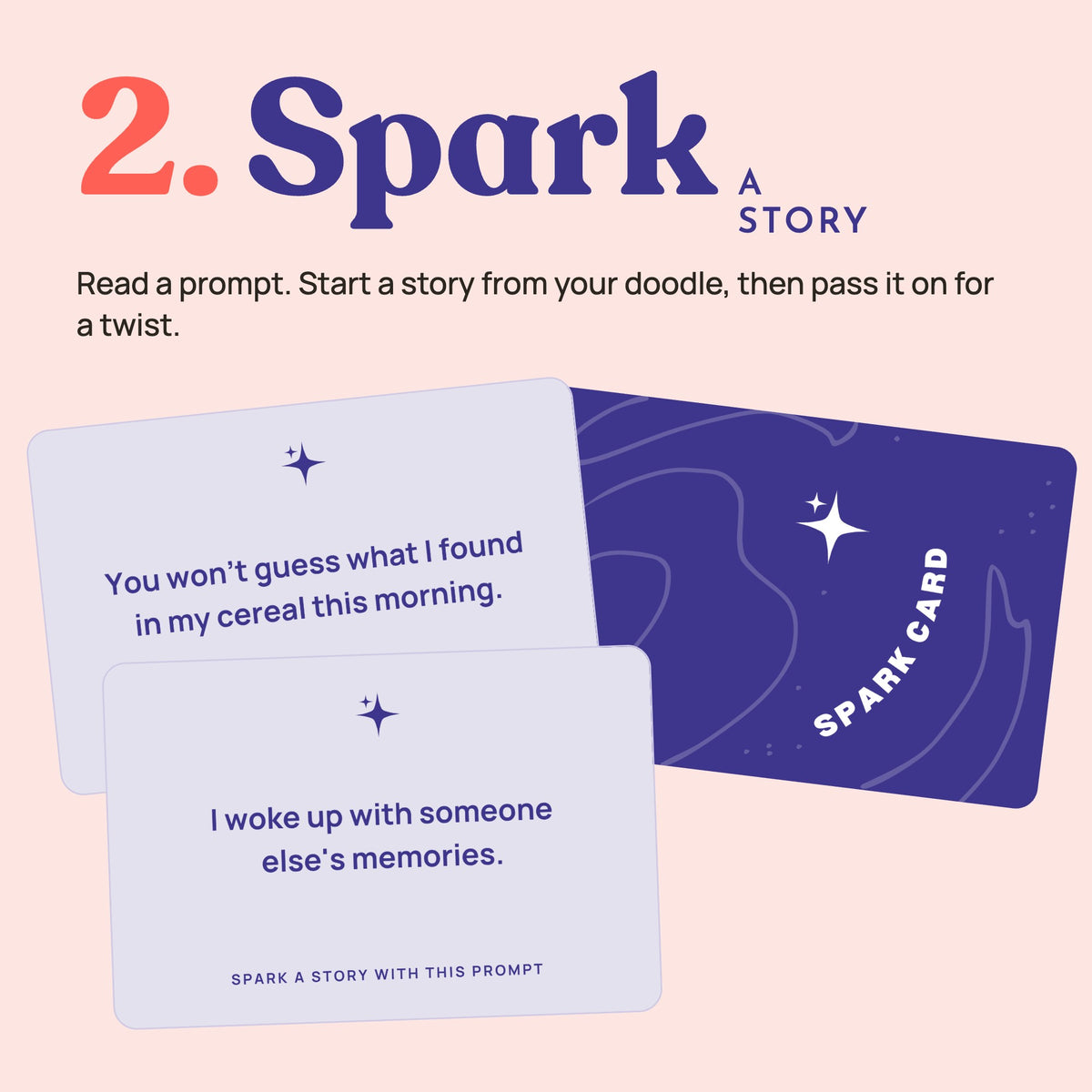 How to play step 2: read a Spark card and start a story from your doodle