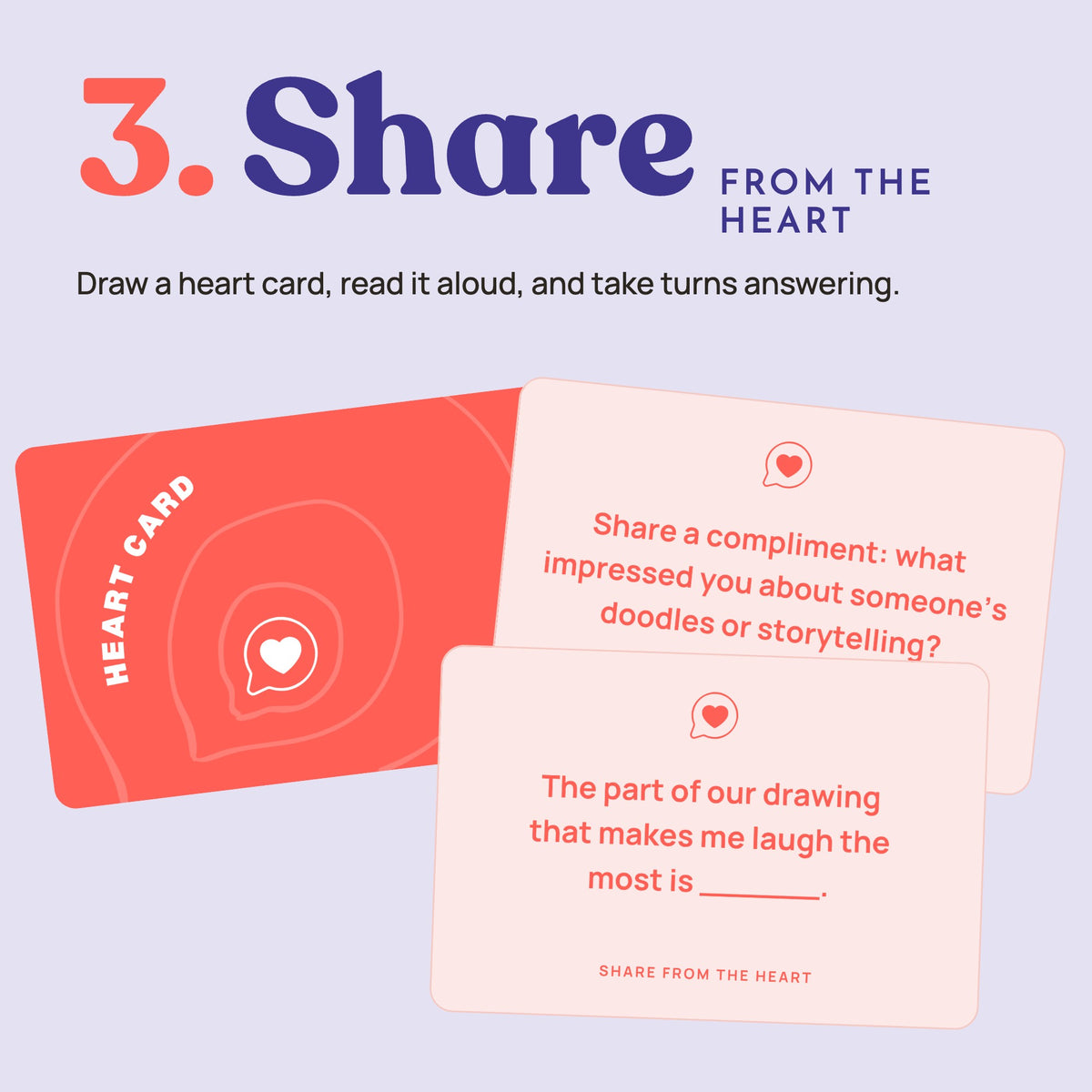 How to play step 3: draw a Heart card and share from the heart