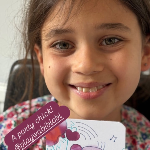 Wabi Blobi player with their doodled card