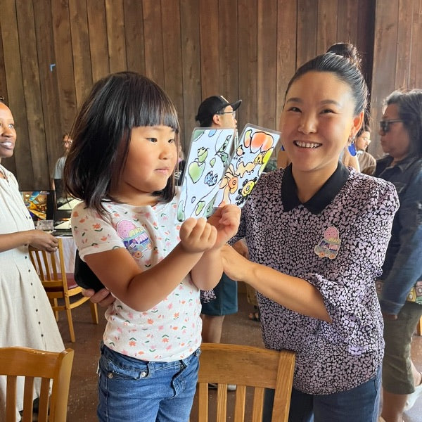 Wabi Blobi player with their doodled card