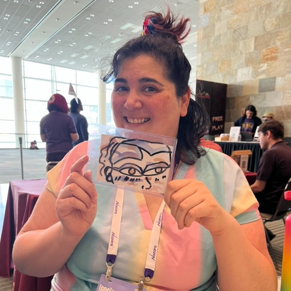 Wabi Blobi player with their doodled card