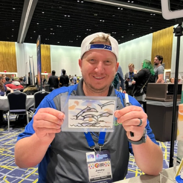 Wabi Blobi player with their doodled card