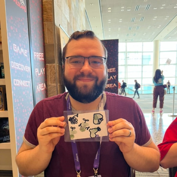 Wabi Blobi player with their doodled card