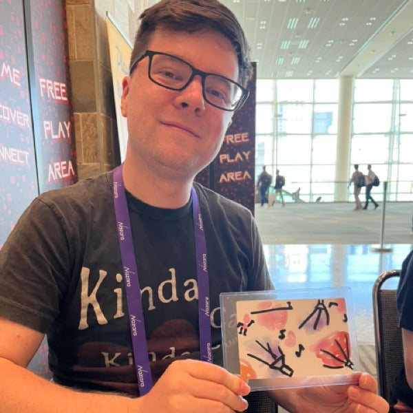 Wabi Blobi player with their doodled card