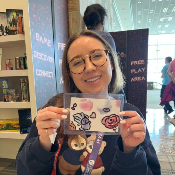 Wabi Blobi player with their doodled card