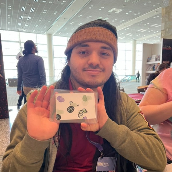 Wabi Blobi player with their doodled card