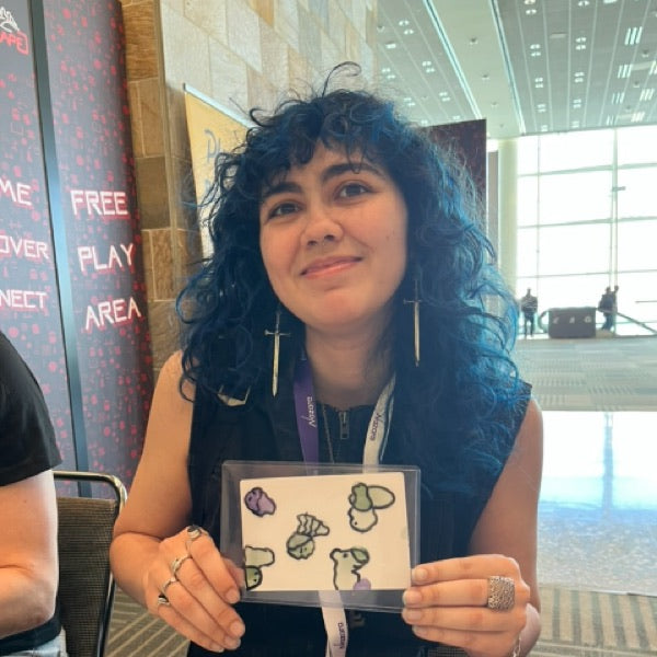 Wabi Blobi player with their doodled card