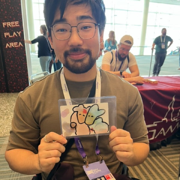 Wabi Blobi player with their doodled card
