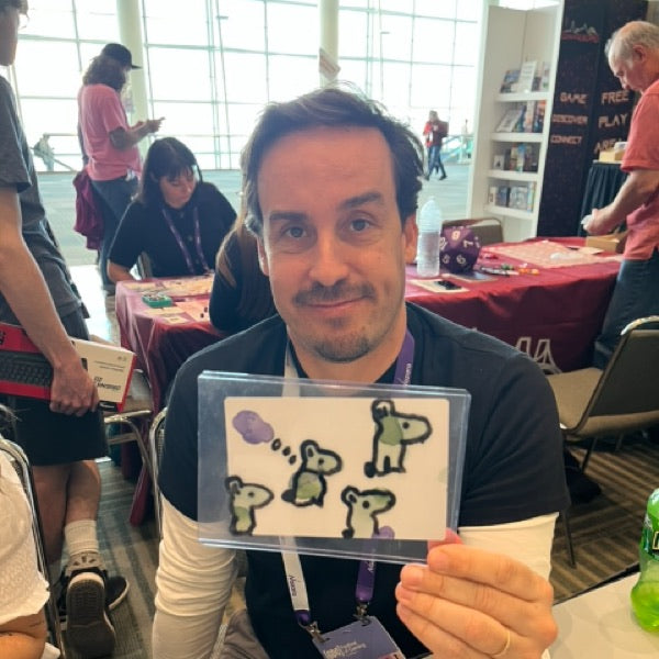 Wabi Blobi player with their doodled card
