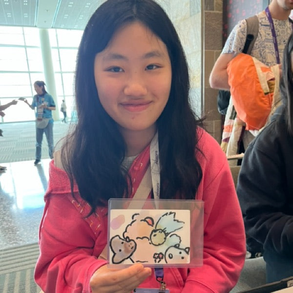 Wabi Blobi player with their doodled card