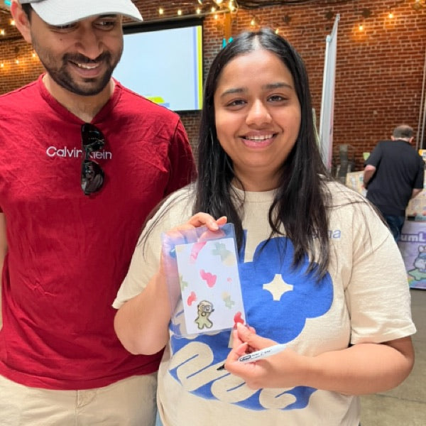 Wabi Blobi player with their doodled card