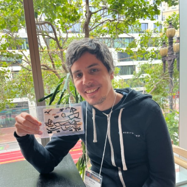 Wabi Blobi player with their doodled card